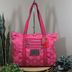 Coach Hot Pink Op Art C Signature Tote Bag